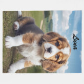 Couverture Polaire Beagle mignon personnalisé (Devant (Horizontal))