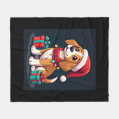 Couverture Polaire Beagle Xmas Éclairage Père Noël Beagle Chien Noël  (Devant (Horizontal))