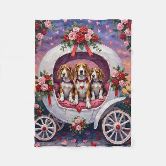 Couverture Polaire Beagles Dog Valentine's Day  (Devant)