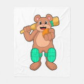 Couverture Polaire Bear at Cricket with Cricket bat (Devant)