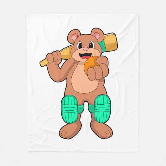 Couverture Polaire Bear at Cricket with Cricket bat (Devant)