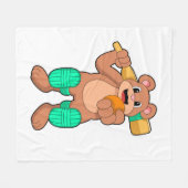 Couverture Polaire Bear at Cricket with Cricket bat (Devant (Horizontal))