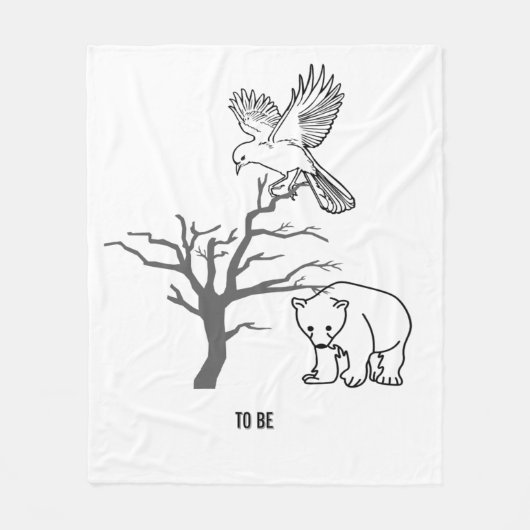 Couverture Polaire Bear, Bird, and Bare Tree Nature Scene (Devant)