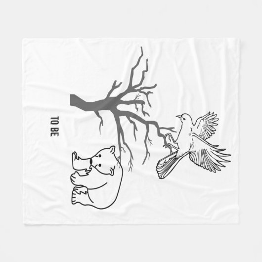 Couverture Polaire Bear, Bird, and Bare Tree Nature Scene (Devant (Horizontal))