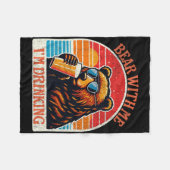 Couverture Polaire Bear Drinking Beer Outdoor Funny Grizzly Hiking  (Devant (Horizontal))