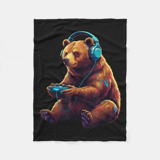 Couverture Polaire Bear Gaming Animal Video Games Funny Bear  (Devant)