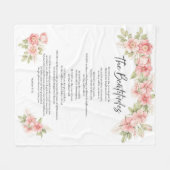 Couverture Polaire Béatitudes d'écriture florale aquarelle rose (Devant (Horizontal))