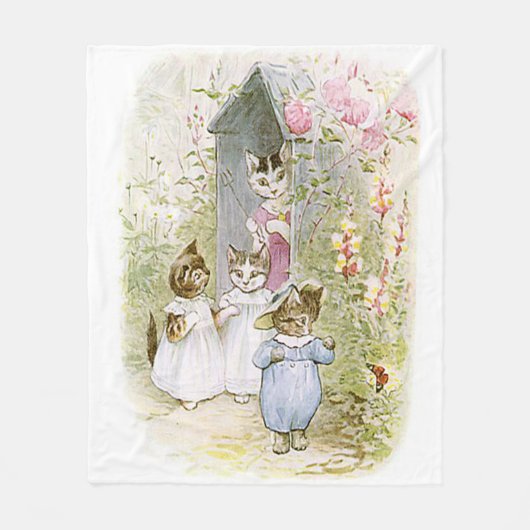 Couverture Polaire Beatrix Potter Kittens Mère Chat Garden (Devant)