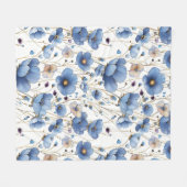 Couverture Polaire Beau bleu clair fleuri (Devant (Horizontal))