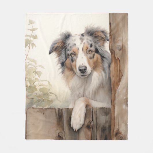 Couverture Polaire Beau bleu Merle Aussie (Devant)