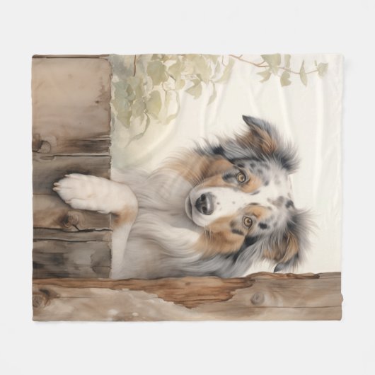 Couverture Polaire Beau bleu Merle Aussie (Devant (Horizontal))