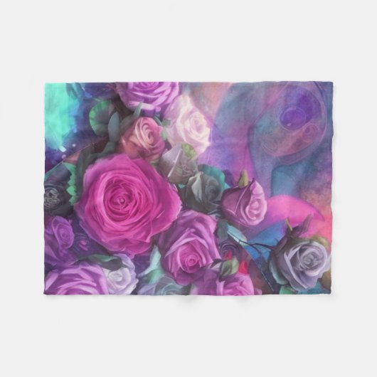 Couverture Polaire Beau bouquet de rose (Devant (Horizontal))