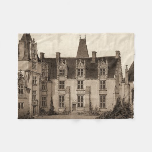 Couverture Polaire Beau Château français à Sepia Tones (Devant (Horizontal))