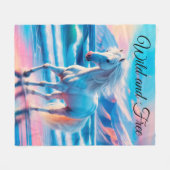 Couverture Polaire Beau cheval animal azur vagues bleu océan (Devant (Horizontal))