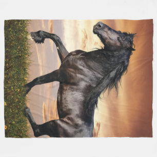 Couverture Polaire Beau Cheval Noir