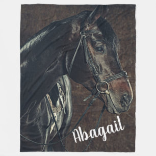 Couverture Polaire Beau Cheval Noir