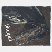 Couverture Polaire Beau Cheval Noir (Devant (Horizontal))