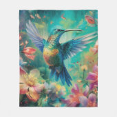 Couverture Polaire Beau colibri entouré de fleurs (Devant)