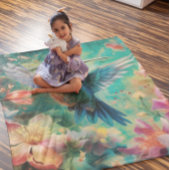 Couverture Polaire Beau colibri entouré de fleurs