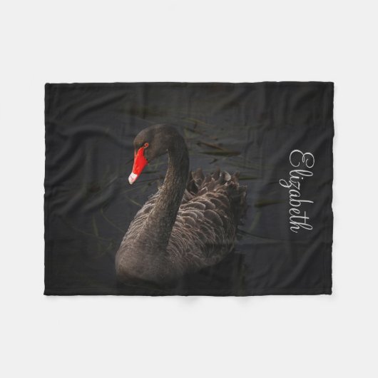 Couverture Polaire Beau cygne noir personnalisé (Devant (Horizontal))