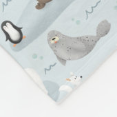 Couverture Polaire Beau hiver Animaux arctiques Bleu Monogramme Enfan (Coin)