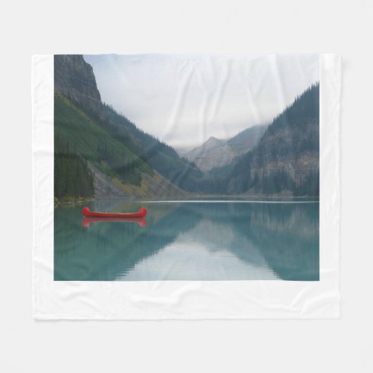 Couverture Polaire Beau Lac paisible Canot en canot rouge (Devant (Horizontal))