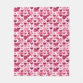 Couverture Polaire Beau Motif de Coeurs Roses (Devant)