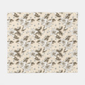 Couverture Polaire Beau motif de fleurs brun clair (Devant (Horizontal))
