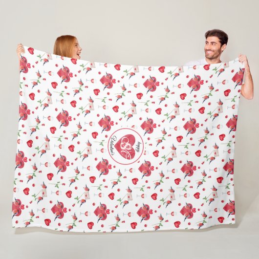 Couverture Polaire Beau Motif de la Saint Valentin | Monogramme (En situation)