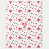 Couverture Polaire Beau Motif de la Saint Valentin | Monogramme (Devant)
