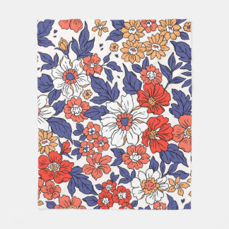 Couverture Polaire Beau motif floral vintage en petit réaliste