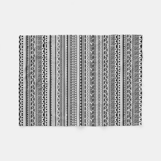 Couverture Polaire Beau motif noir aztèque (Devant (Horizontal))