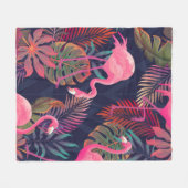 Couverture Polaire Beau motif tropical transparent avec flamme rose (Devant (Horizontal))