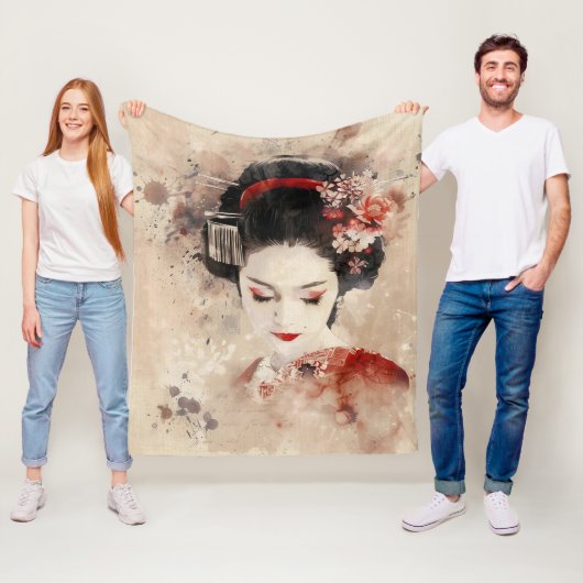 Couverture Polaire Beau Portrait Geisha (En situation)