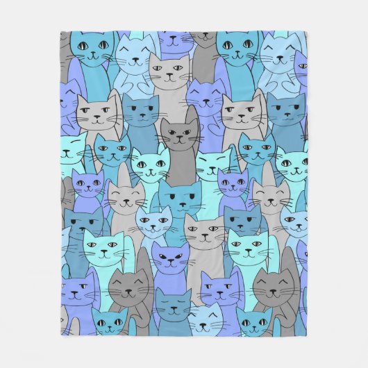 Couverture Polaire Beaucoup de Blue Cats Design (Devant)