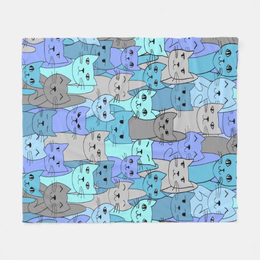Couverture Polaire Beaucoup de Blue Cats Design (Devant (Horizontal))