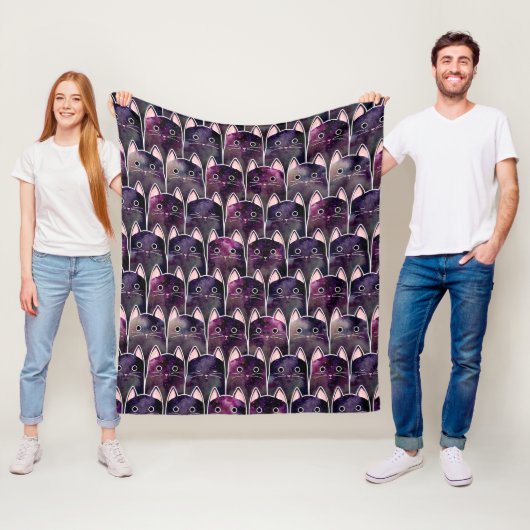 Couverture Polaire Beaucoup de Motif de chats galaxy (En situation)