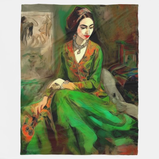 Couverture Polaire Beauté en vert (Devant)