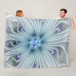 Couverture Polaire Beauté florale Abstraite moderne Blue Pastel Flowe