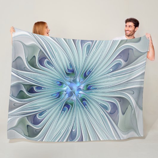 Couverture Polaire Beauté florale Abstraite moderne Blue Pastel Flowe (En situation)