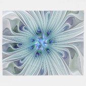 Couverture Polaire Beauté florale Abstraite moderne Blue Pastel Flowe (Devant (Horizontal))