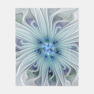 Couverture Polaire Beauté florale Abstraite moderne Blue Pastel Flowe