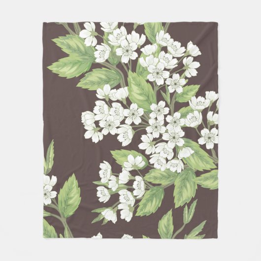 Couverture Polaire Beautiful seamless spring pattern with green branc (Devant)