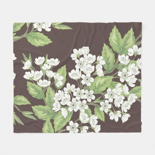 Couverture Polaire Beautiful seamless spring pattern with green branc (Devant (Horizontal))