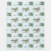 Couverture Polaire Beaux Animaux d'Hiver Jeune Cerf Écureuil Oiseaux (Devant)