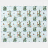 Couverture Polaire Beaux Animaux d'Hiver Jeune Cerf Écureuil Oiseaux (Devant (Horizontal))