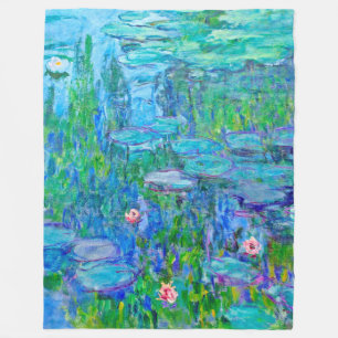 Couverture Polaire Beaux-arts bleus frais de Monet d'étang de
