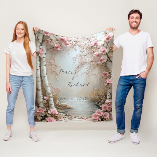 Couverture Polaire Beaux bouleaux rivière de campagne (En situation)