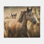 Couverture Polaire Beaux Chevaux Sauvages (Devant (Horizontal))