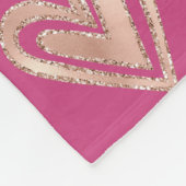 Couverture Polaire Beaux cœurs rose et or rose (Coin)